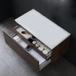 StoneArt Badmöbel-Set Milano ME-1000pro Eiche Dunkel 100x45 -Badmöbel Store bg14543 46vcvifszxz52i