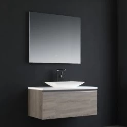 StoneArt Badmöbel-Set Milano ME-1000pro-1 Eiche Hell 100x45 -Badmöbel Store bg14549 30ol7uktdal87b