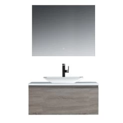 StoneArt Badmöbel-Set Milano ME-1000pro-1 Eiche Hell 100x45 -Badmöbel Store bg14549 55tkak2wq8t2vs