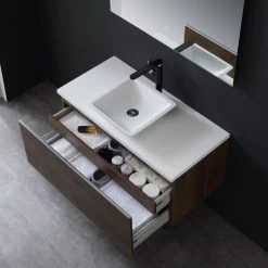 StoneArt Badmöbel-Set Milano ME-1000pro-2 Eiche Dunkel 100x45 -Badmöbel Store bg14551 6feonmquyherem