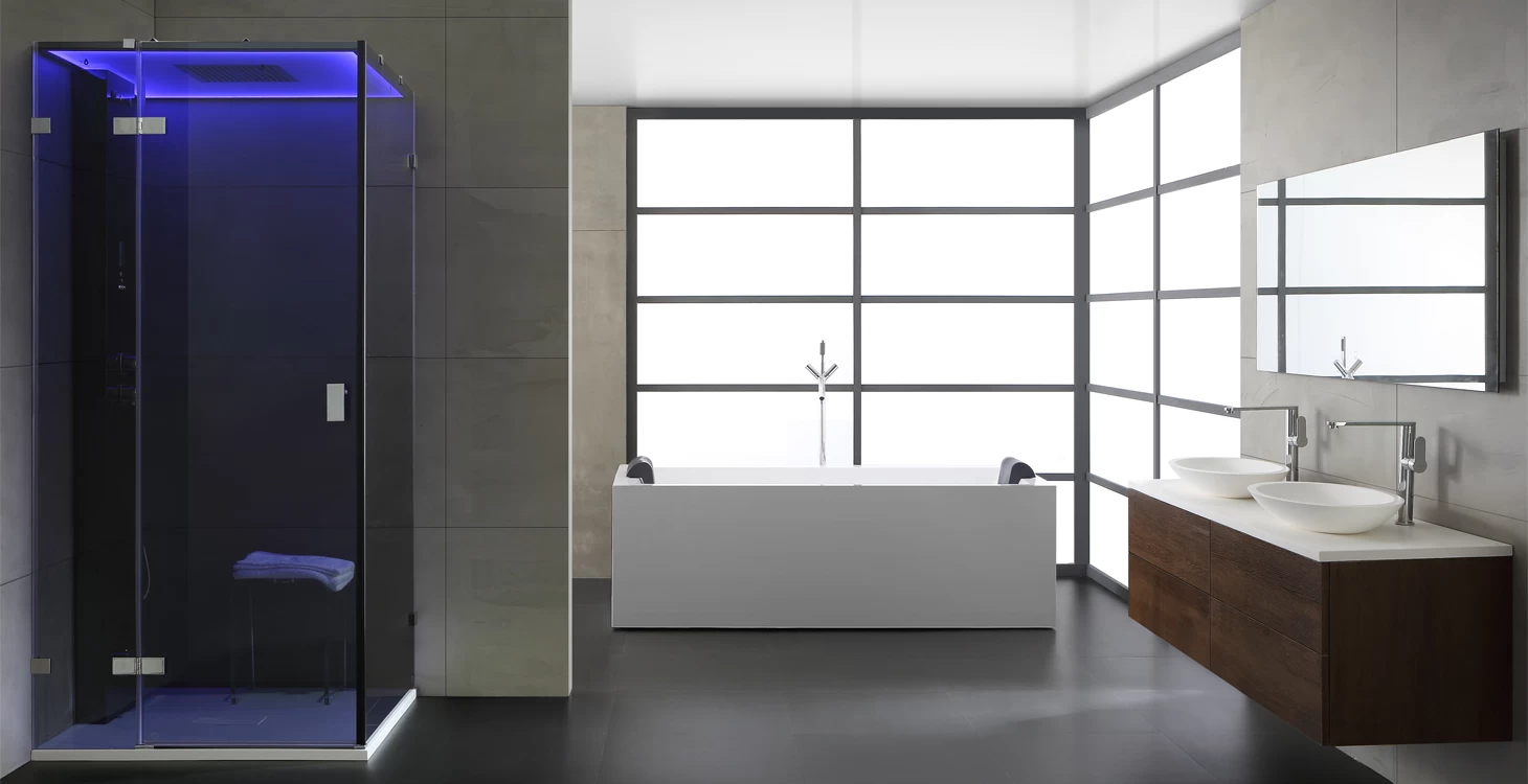 AWT Dampfdusche LD108F15 Schwarz 90x90 Links 5 AWT Dampfdusche LD108F15 Schwarz 90x90 Links – Bild 5