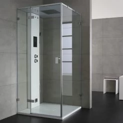 AWT Dampfdusche LD106F15 Weiß Glänzend 100x100 Links -Badmöbel Store bg14900 3