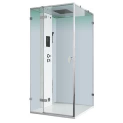 AWT Dampfdusche LD108F15 Weiß Glänzend 90x90 Links