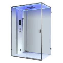 AWT Dampfdusche LD111F15 Weiß Glänzend 150x90 Links