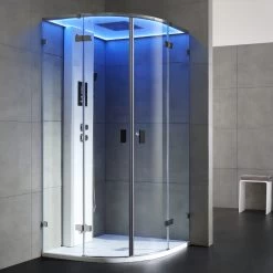 AWT Dampfdusche LD110F15 Weiß Glänzend 90x90 -Badmöbel Store bg14920 3