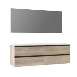 StoneArt Badmöbel-Set Monte Carlo MC-1600pro Eiche Hell 160x52