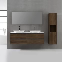 StoneArt Badmöbel-Set Monte Carlo MC-1600pro-1 Eiche Dunkel 160x52 -Badmöbel Store bg15822 3osm1euejebkls