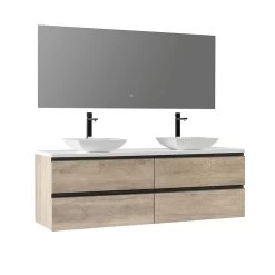 StoneArt Badmöbel-Set Monte Carlo MC-1600pro-2 Eiche Hell 160x52