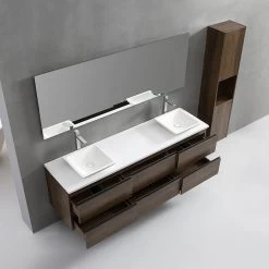 StoneArt Badmöbel-Set Monte Carlo MC-1800pro-2 Eiche Hell 180x52 -Badmöbel Store bg15879 4gs9t5fm2sagec