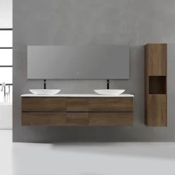 StoneArt Badmöbel-Set Monte Carlo MC-2000pro-3 Eiche Dunkel 200x52 -Badmöbel Store bg15934 3daicwuqhikmzc