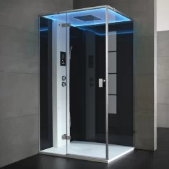 AWT Dampfdusche LD207F15 Schwarz 120x90 Links -Badmöbel Store bg16453 32zr2hkhw4fsjk