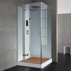 AWT Dampfdusche LD206F15 Mit Duschtasse Weiß 100x100 Links -Badmöbel Store bg16725 3