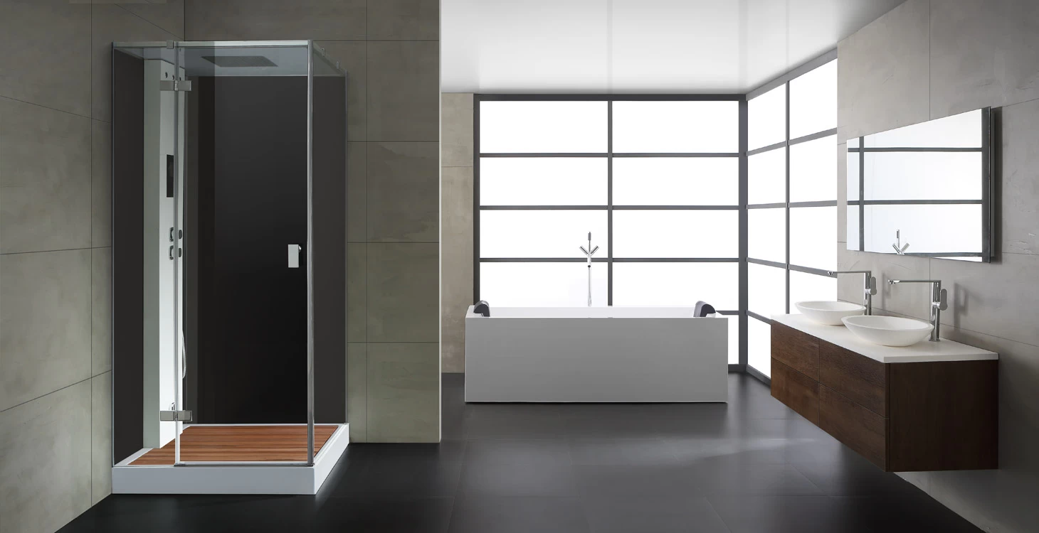 AWT Dampfdusche LD208F15 Mit Duschtasse Schwarz 90x90 Links 5 AWT Dampfdusche LD208F15 Mit Duschtasse Schwarz 90x90 Links – Bild 5