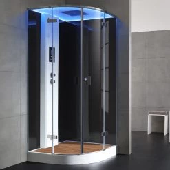 AWT Dampfdusche LD209F15 Mit Duschtasse Schwarz 100x100 -Badmöbel Store bg16735 3