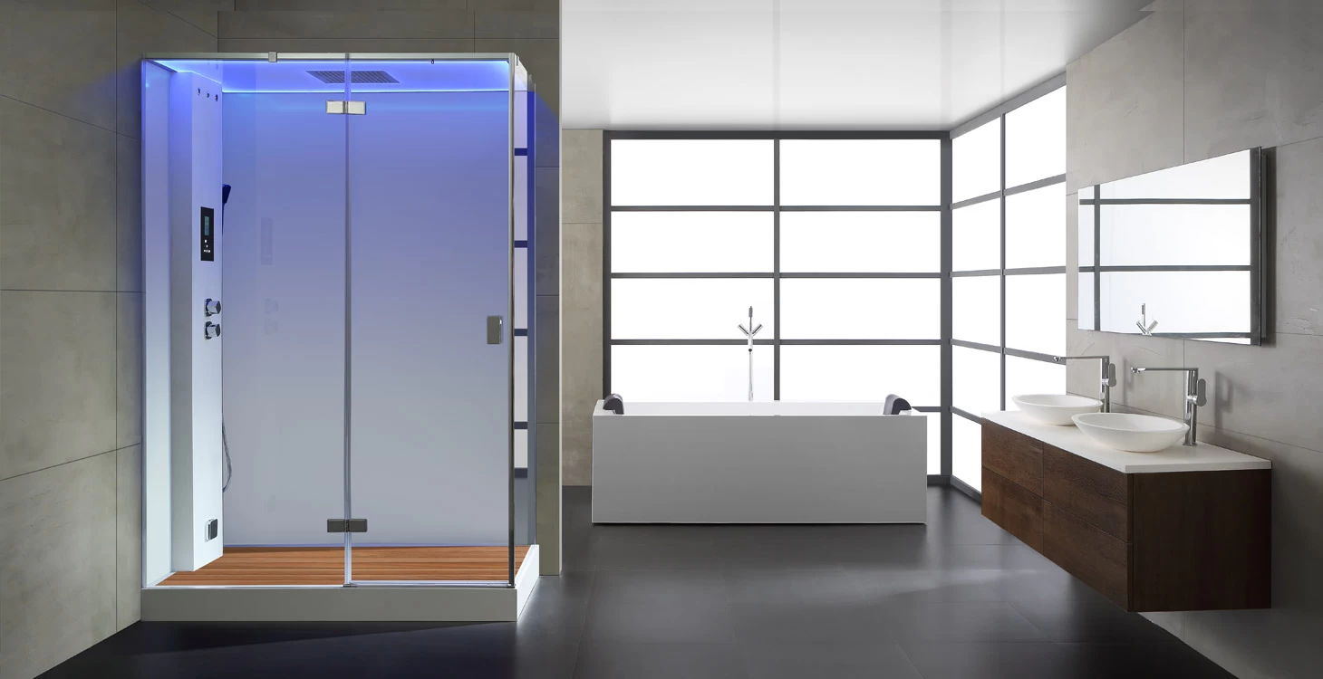 AWT Dampfdusche LD211F15 Mit Duschtasse Weiß 150x90 Links 5 AWT Dampfdusche LD211F15 Mit Duschtasse Weiß 150x90 Links – Bild 5